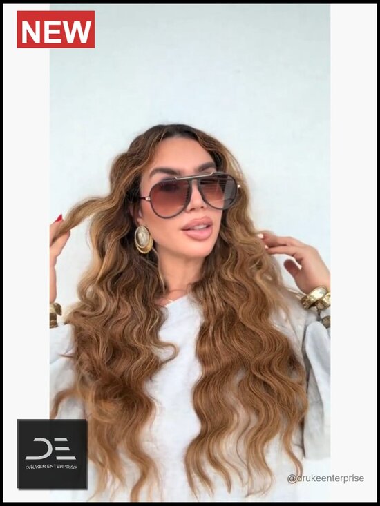 Oversized Aviator Sunglasses Gold Metal Frame Square Retro UV Protection main image 7